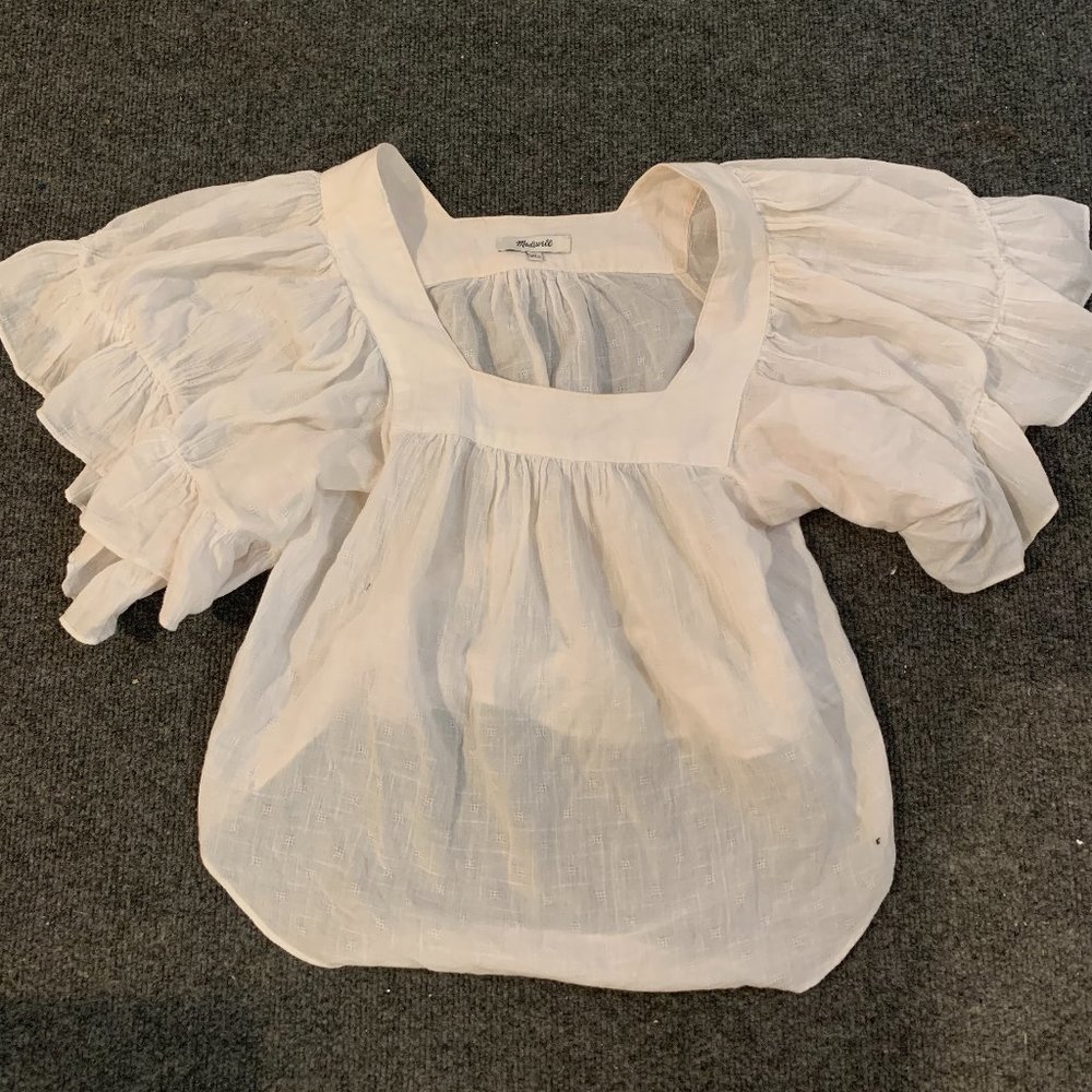 Madewell Women's White Puff Short Sleeve Blouse XS